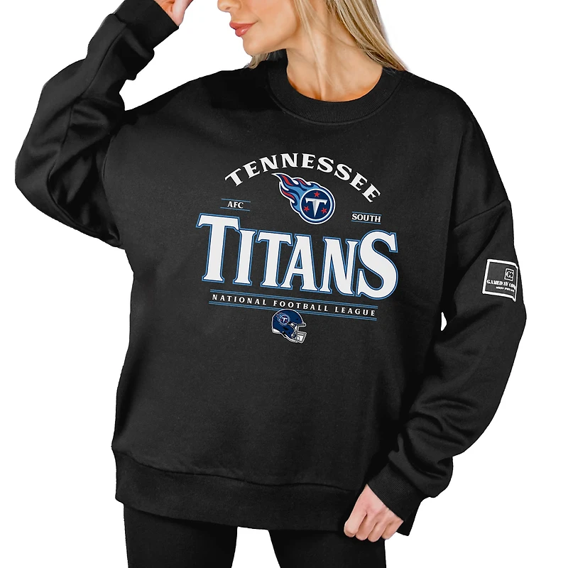 Women's Gameday Couture Black Tennessee Titans Oversized Players Only Black Label Pullover Sweatshirt