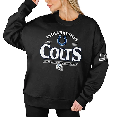 Women's Gameday Couture Black Indianapolis Colts Oversized Players Only Black Label Pullover Sweatshirt