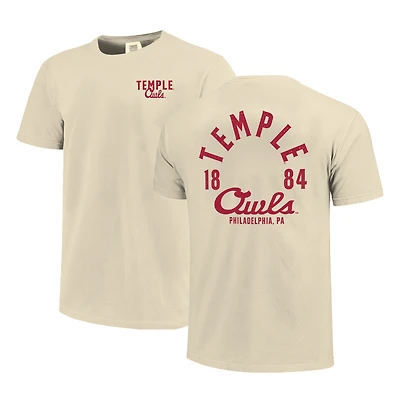Men's Cream Temple Owls Comfort Colors Mascot Overlay T-Shirt