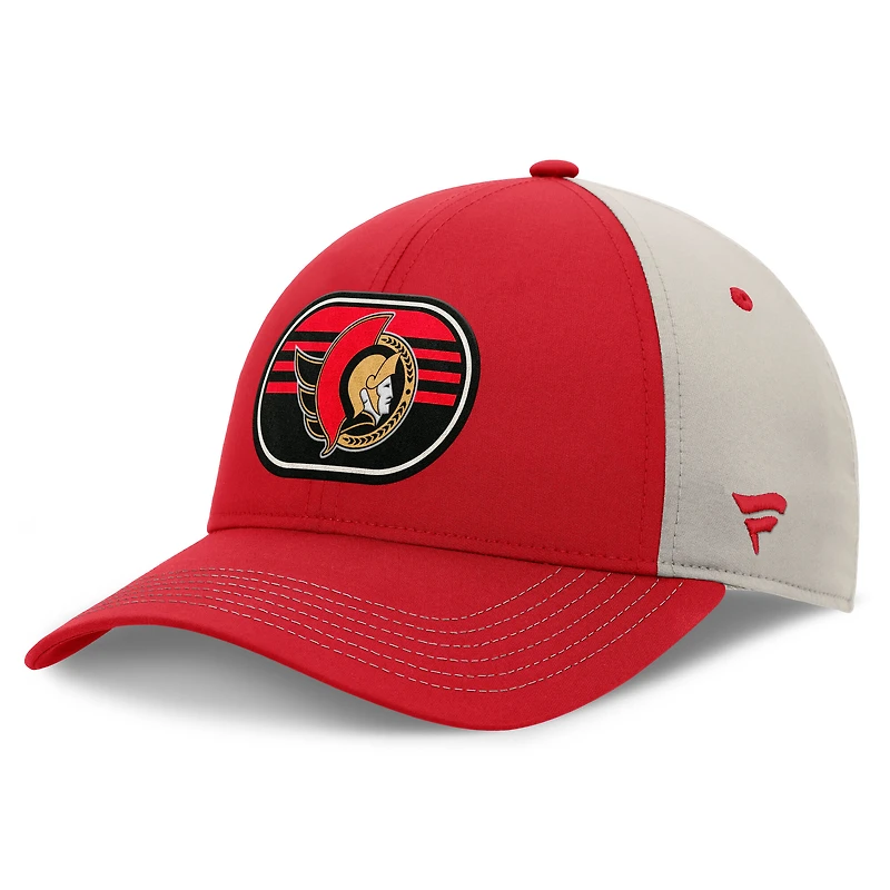 Men's Fanatics Red/Gray Ottawa Senators 2025 Stanley Cup Playoffs Locker Room Trucker Adjustable Hat