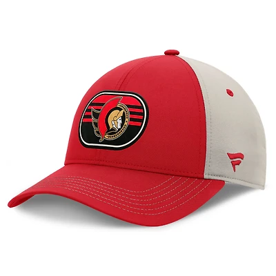 Men's  Fanatics  Red/Gray Ottawa Senators 2025 Stanley Cup Playoffs Locker Room Trucker Adjustable Hat