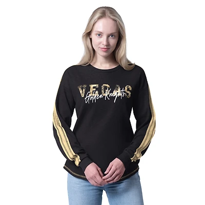 Women's G-III 4Her by Carl Banks  Black Vegas Golden Knights Advantage Thermal Long-Sleeve Tri-Blend T-Shirt