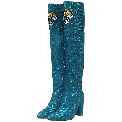 Women's Cuce  Teal Jacksonville Jaguars Team Color Crystal Over-The-Knee Boots