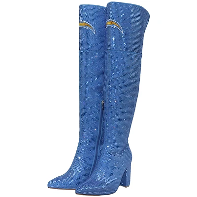 Women's Cuce  Powder Blue Los Angeles Chargers Team Color Crystal Over-The-Knee Boots