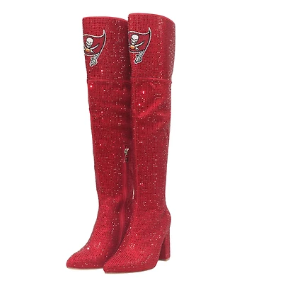 Women's Cuce Red Tampa Bay Buccaneers Team Color Crystal Over-The-Knee Boots