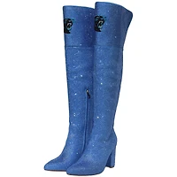 Women's Cuce  Blue Carolina Panthers Team Color Crystal Over-The-Knee Boots