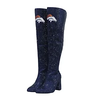 Women's Cuce  Navy Denver Broncos Team Color Crystal Over-The-Knee Boots