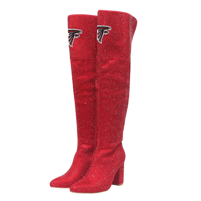 Women's Cuce  Red Atlanta Falcons Team Color Crystal Over-The-Knee Boots
