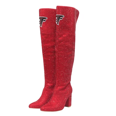 Women's Cuce  Red Atlanta Falcons Team Color Crystal Over-The-Knee Boots