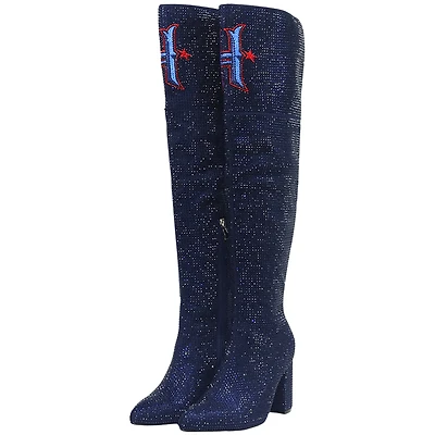 Women's Cuce  Navy Houston Texans Team Color Crystal Over-The-Knee Boots