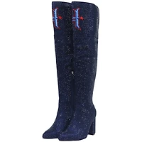 Women's Cuce  Navy Houston Texans Team Color Crystal Over-The-Knee Boots
