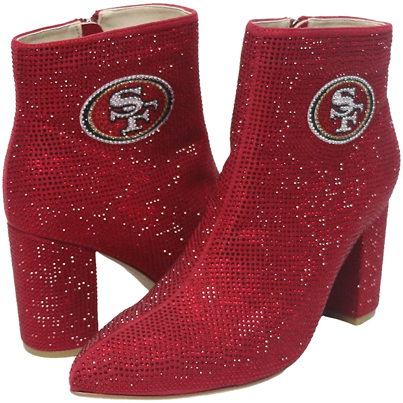 Women's Cuce Scarlet San Francisco 49ers Crystal Heel Booties