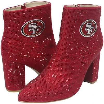 Women's Cuce Scarlet San Francisco 49ers Crystal Heel Booties