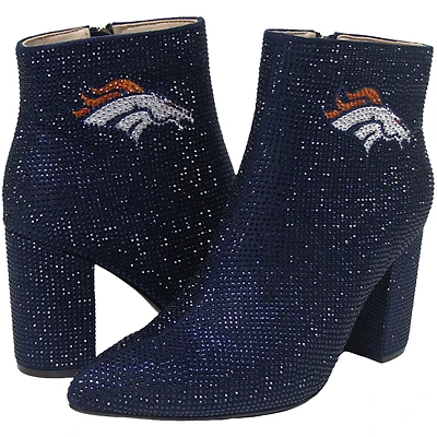 Women's Cuce Navy Denver Broncos Crystal Heel Booties