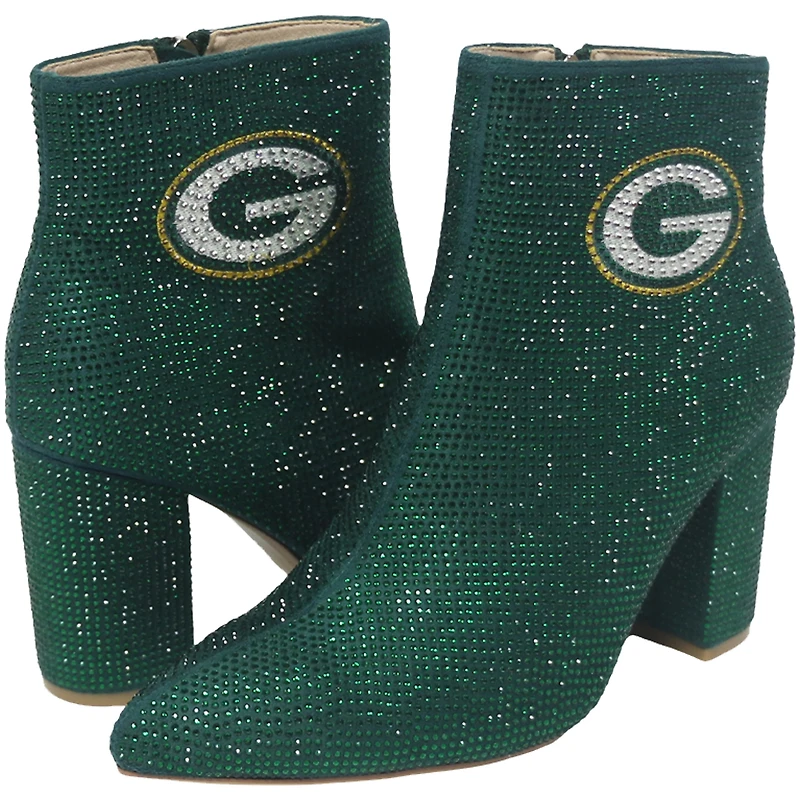 Women's Cuce Green Bay Packers Crystal Heel Booties