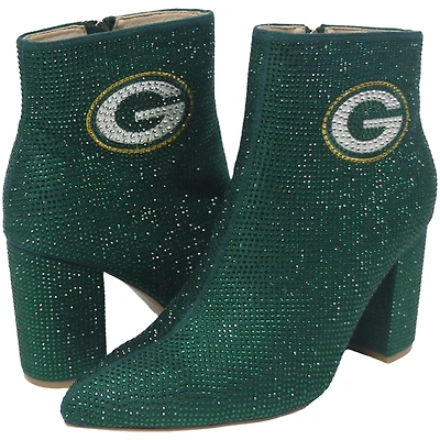Women's Cuce Green Bay Packers Crystal Heel Booties