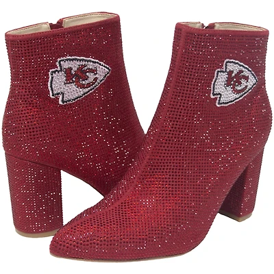 Women's Cuce Red Kansas City Chiefs Crystal Heel Booties