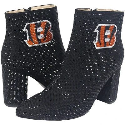 Women's Cuce Black Cincinnati Bengals Crystal Heel Booties
