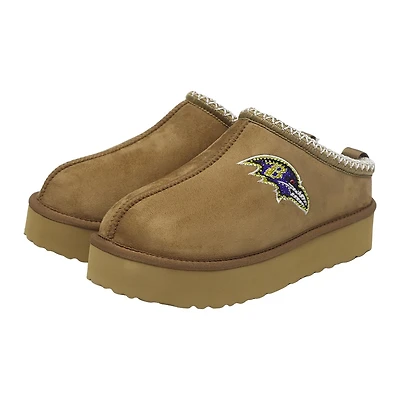 Women's Cuce  Tan Baltimore Ravens Chestnut Slip On Boots with Crystal Logo