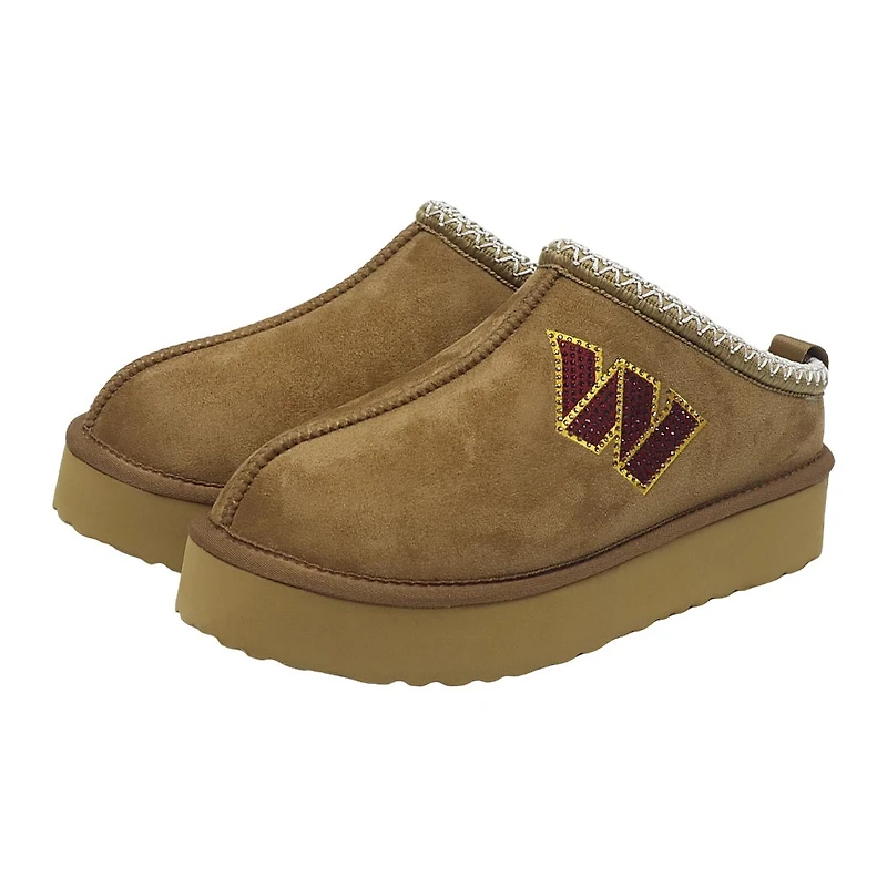 Women's Cuce Tan Washington Commanders Chestnut Slip On Boots with Crystal Logo