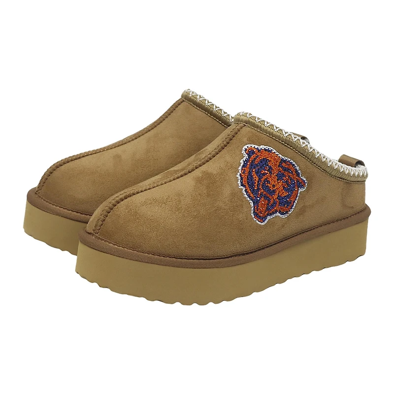 Women's Cuce  Tan Chicago Bears Chestnut Slip On Boots with Crystal Logo