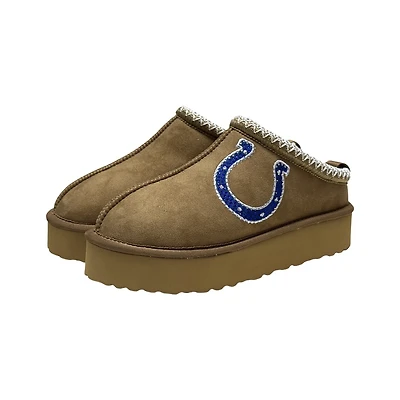 Women's Cuce  Tan Indianapolis Colts Chestnut Slip On Boots with Crystal Logo