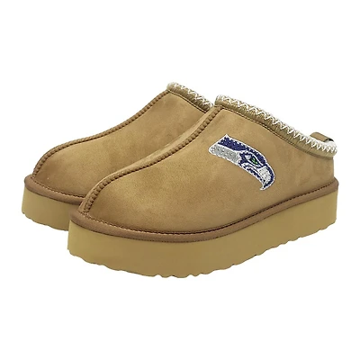 Women's Cuce  Tan Seattle Seahawks Chestnut Slip On Boots with Crystal Logo