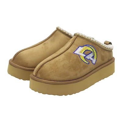 Women's Cuce  Tan Los Angeles Rams Chestnut Slip On Boots with Crystal Logo