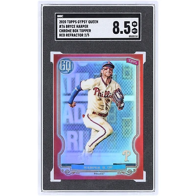 Bryce Harper Philadelphia Phillies 2020 Topps GQ Chrome Box Topper Red Refractor #76 #2/5 SGC Authenticated 8.5 Card