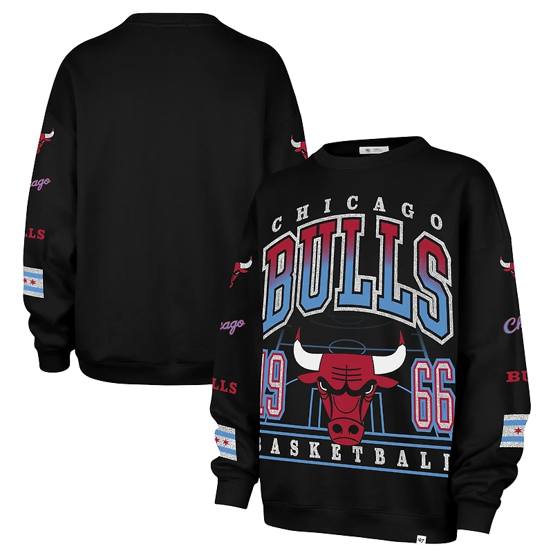 Women's '47 Black Chicago Bulls 2025/26 City Edition Go Big Oversized Sweatshirt