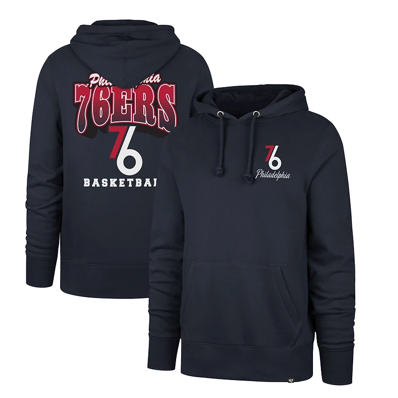 Men's '47 Navy Philadelphia 76ers 2025/26 City Edition Jab Step Headline Hoodie