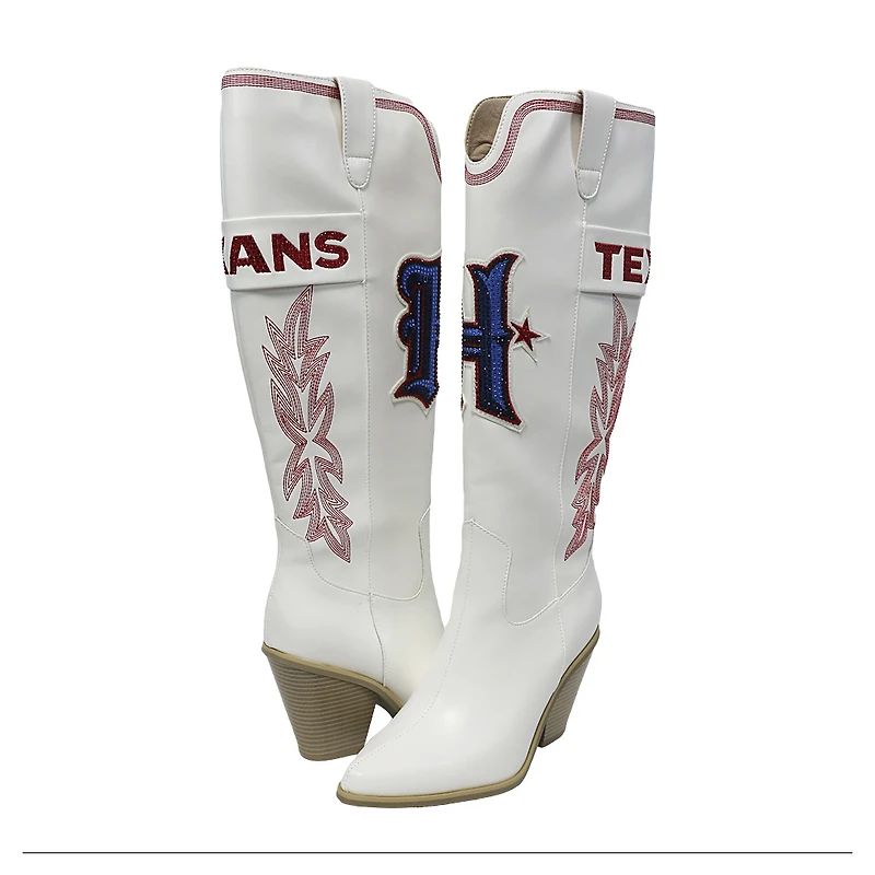 Women's Cuce  White Houston Texans Knee High Cowboy Boots