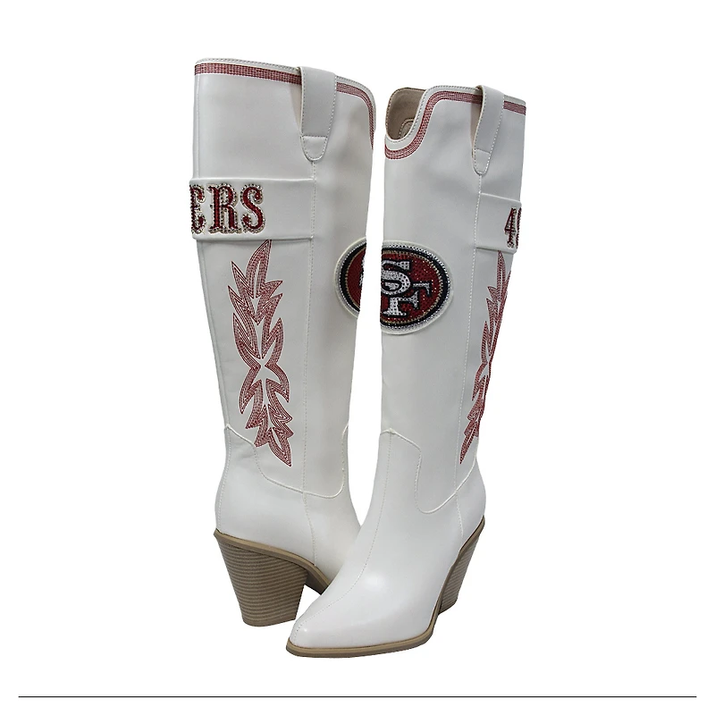 Women's Cuce  White San Francisco 49ers Knee High Cowboy Boots