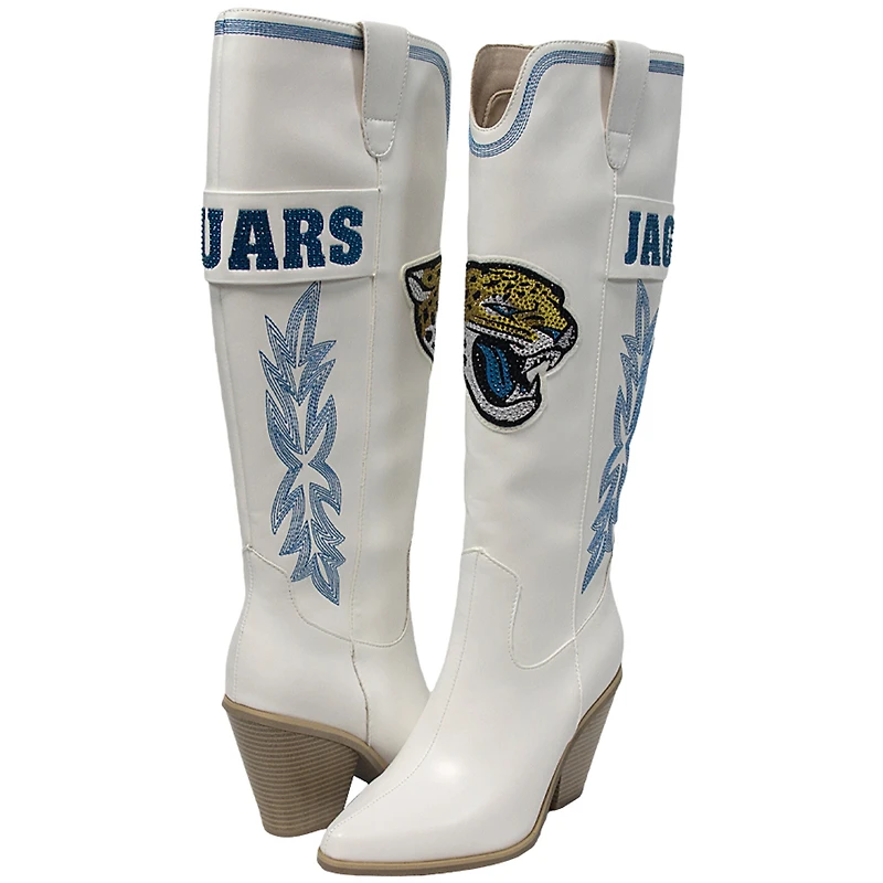 Women's Cuce White Jacksonville Jaguars Knee High Cowboy Boots