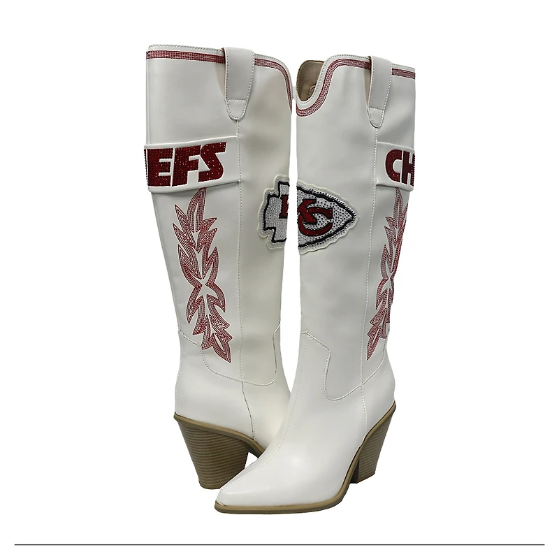 Women's Cuce White Kansas City Chiefs Knee High Cowboy Boots