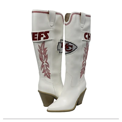 Women's Cuce  White Kansas City Chiefs Knee High Cowboy Boots