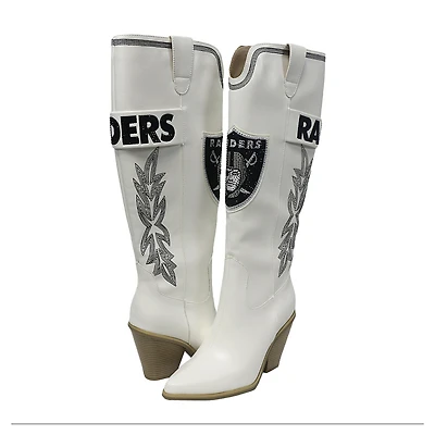 Women's Cuce  White Las Vegas Raiders Knee High Cowboy Boots