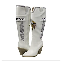 Women's Cuce  White Minnesota Vikings Knee High Cowboy Boots