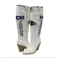 Women's Cuce  White Baltimore Ravens Knee High Cowboy Boots