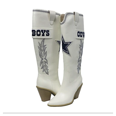 Women's Cuce  White Dallas Cowboys Knee High Cowboy Boots