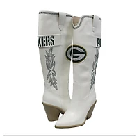 Women's Cuce  White Green Bay Packers Knee High Cowboy Boots