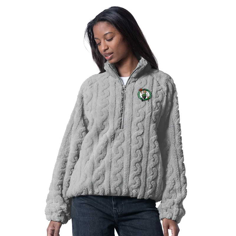 Women's G-III 4Her by Carl Banks  Gray Boston Celtics Champ Half-Zip Pullover