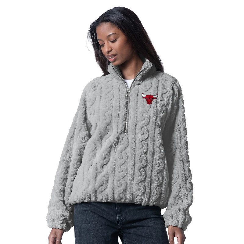 Women's G-III 4Her by Carl Banks  Gray Chicago Bulls Champ Half-Zip Pullover