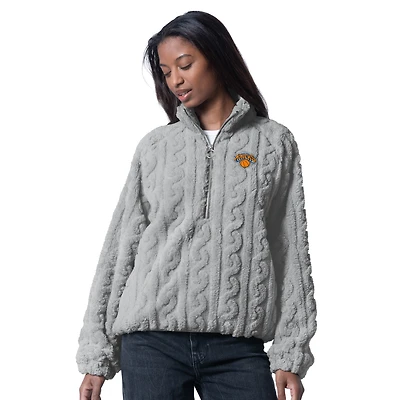 Women's G-III 4Her by Carl Banks  Gray New York Knicks Champ Half-Zip Pullover