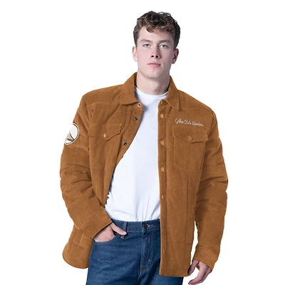 Men's G-III Sports by Carl Banks Tan Golden State Warriors Triumph Corduroy Chainstitch Quilted Full-Snap Jacket