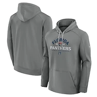 Men's Fanatics Gray Florida Panthers 2025 Stanley Cup Playoffs Authentic Pro Rink Fly Fleece Pullover Hoodie