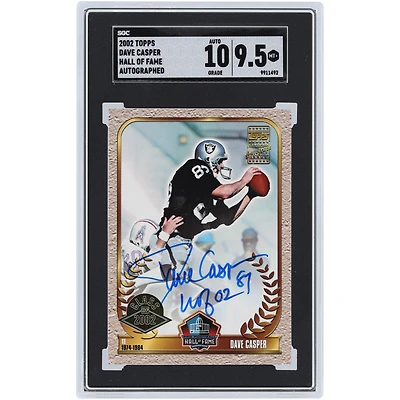 Dave Casper Oakland Raiders Autographed 2002 Topps Hall of Fame #NNO SGC Authenticated 9.5/10 Card with "HOF 02" Inscription