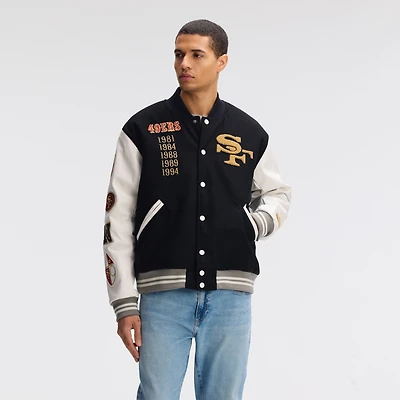 Men's Nike Black San Francisco 49ers 2025 Rivalries Collection Full-Snap Varsity Jacket