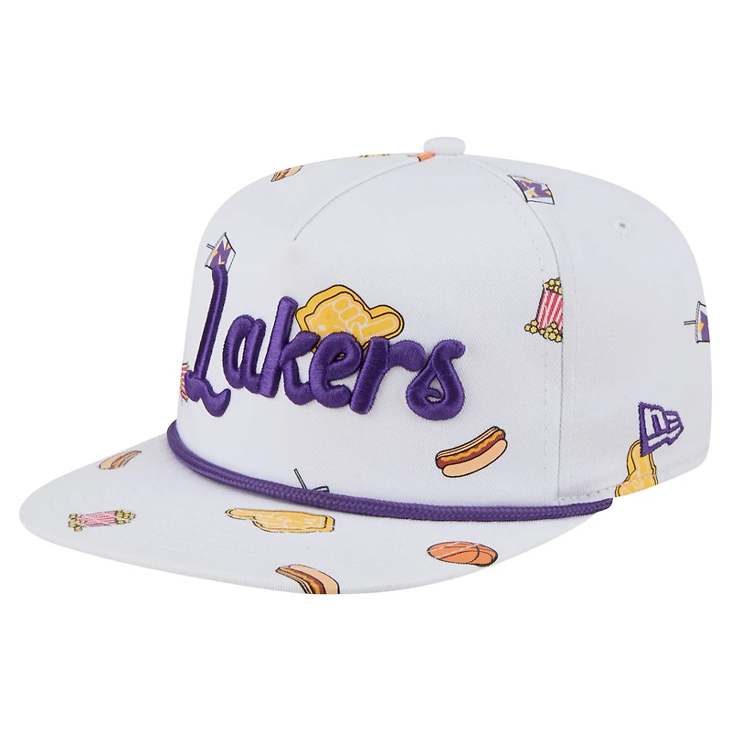 Men's New Era White Los Angeles Lakers Team Cheer Rope 19TWENTY Adjustable Hat