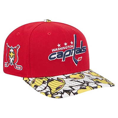 Men's New Era Red Washington Capitals Mascot Visor 9SEVENTY Adjustable Hat
